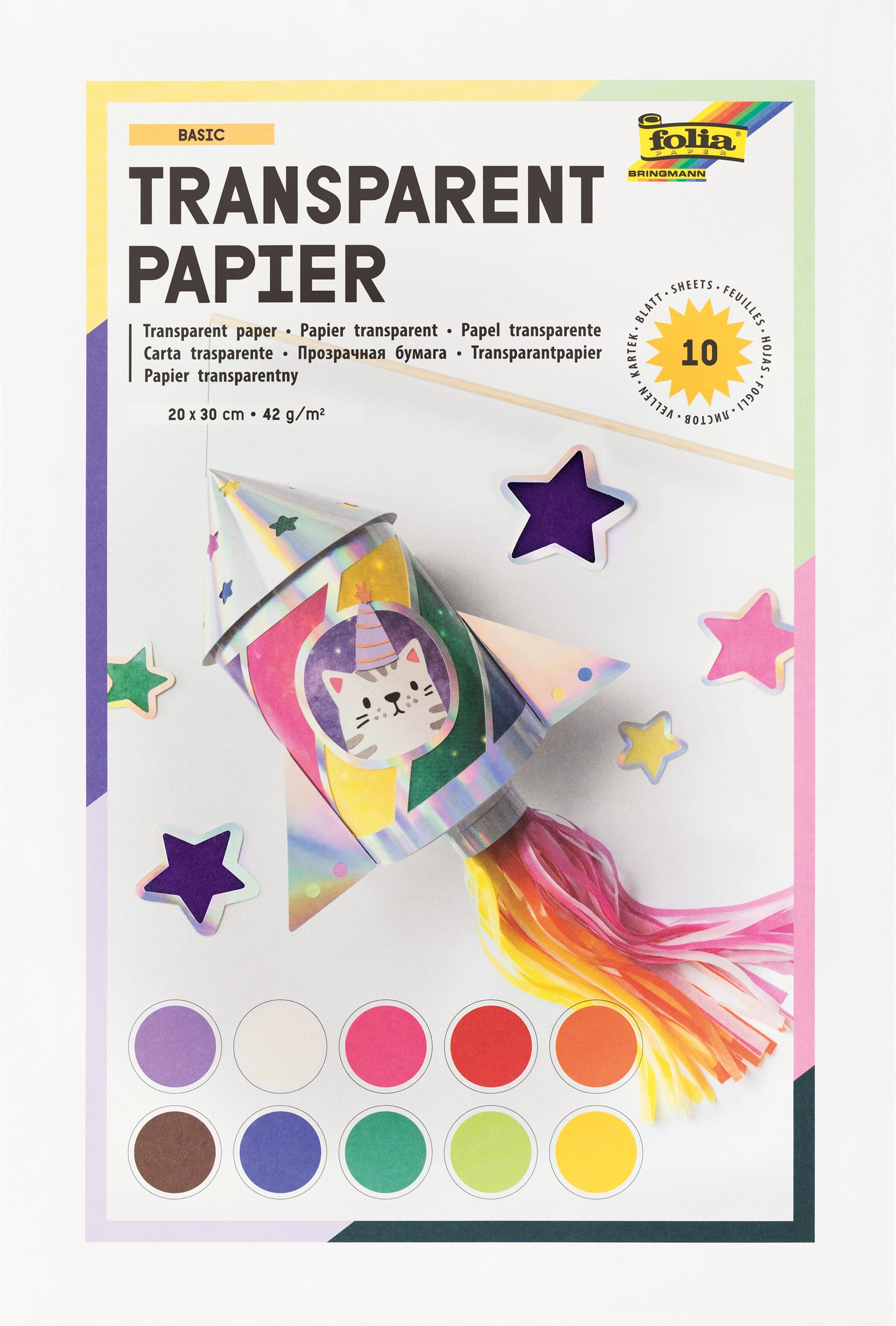 Transparentpapier, Basic, 20 x 30 cm, 42 g/m², 10 Blatt