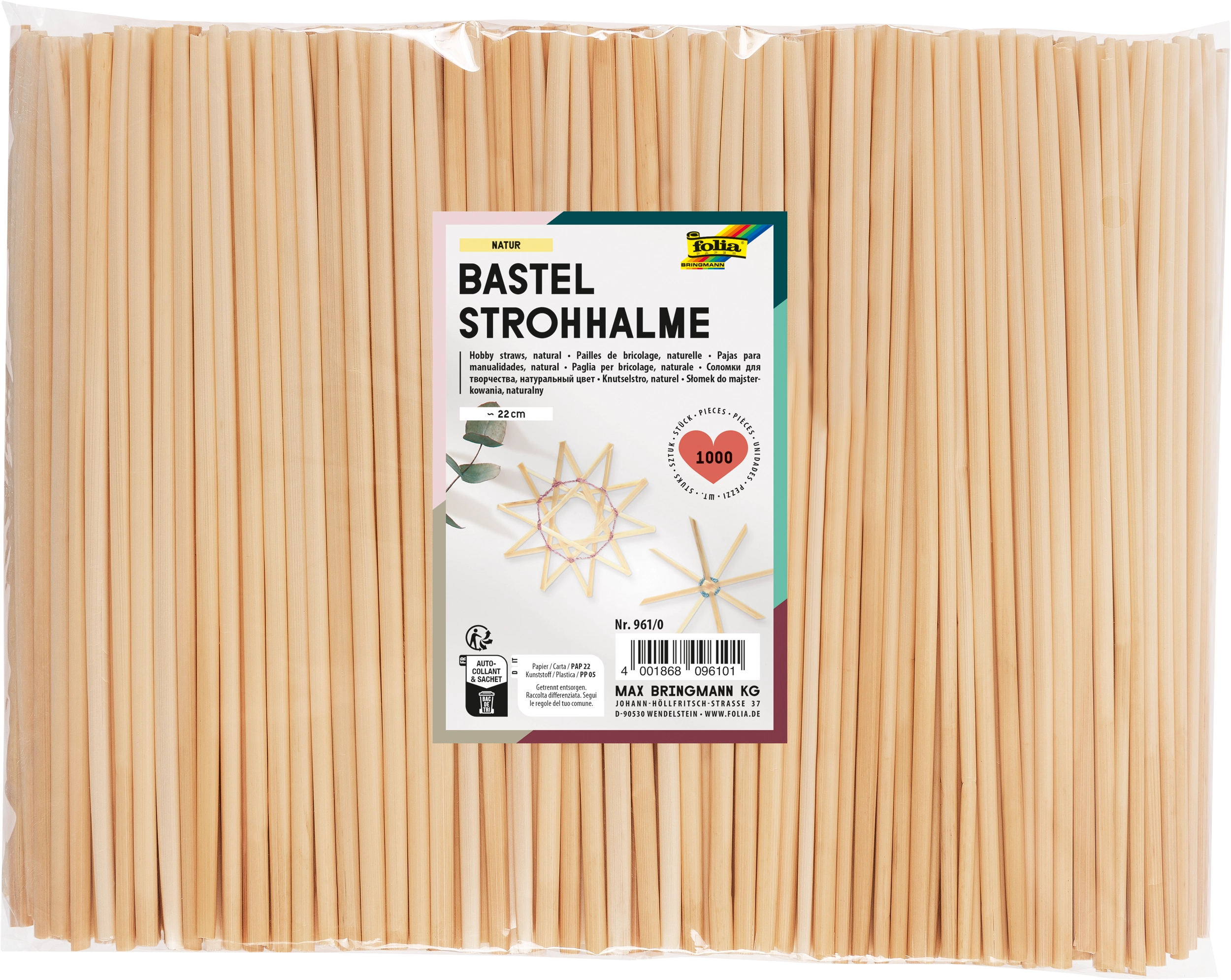 Hobby Straws, Natural, 22 cm, 1000 pieces