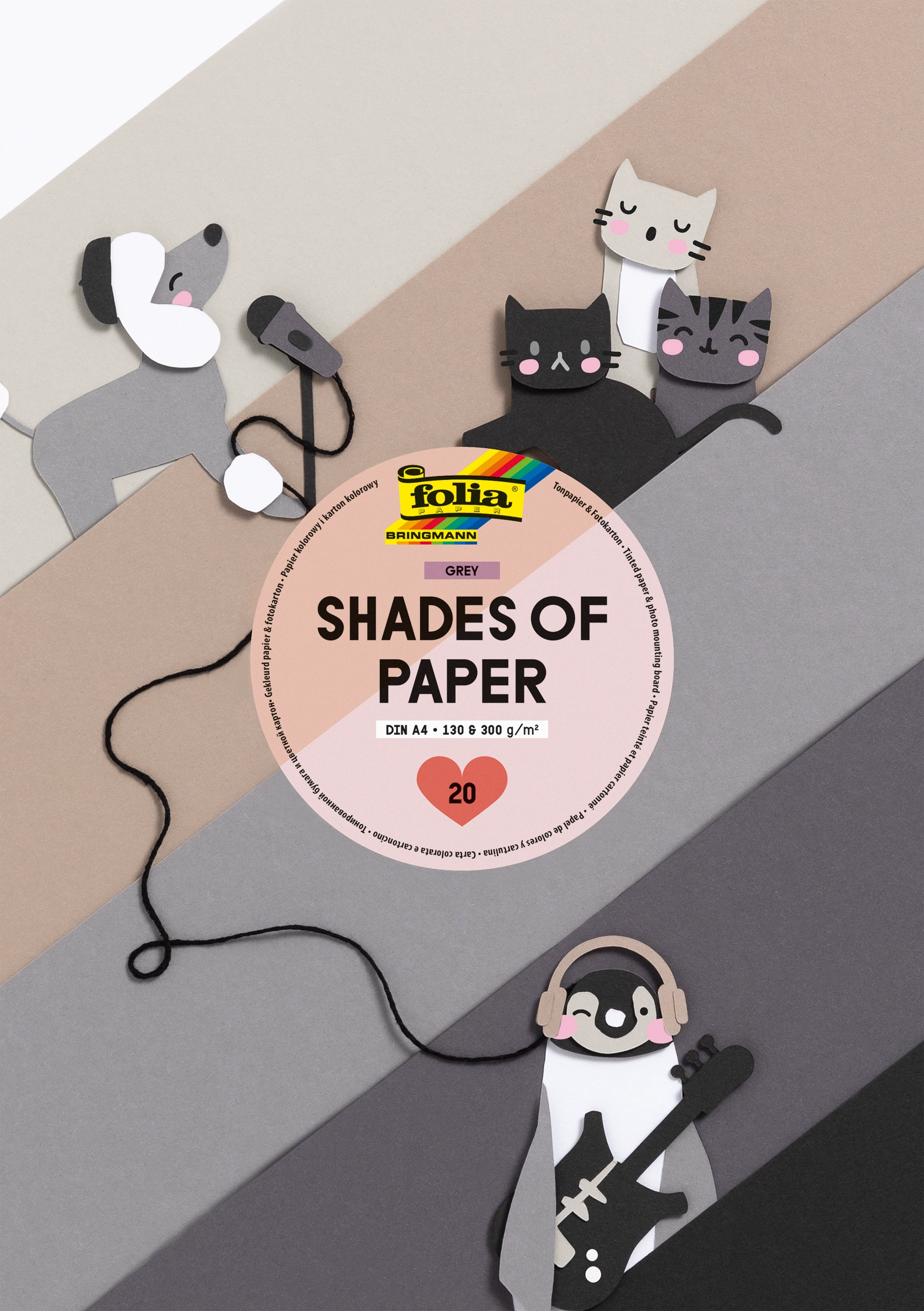 Shades of Paper, Grey , DIN A4, 130 g/m², 300 g/m², 20 Blatt