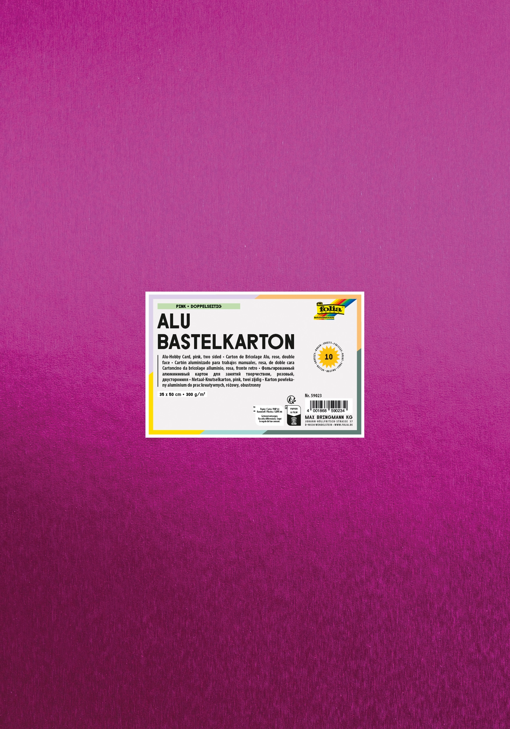 DIY Alu Bastelkarton, Pink, 35 x 50 cm, 10 Blatt