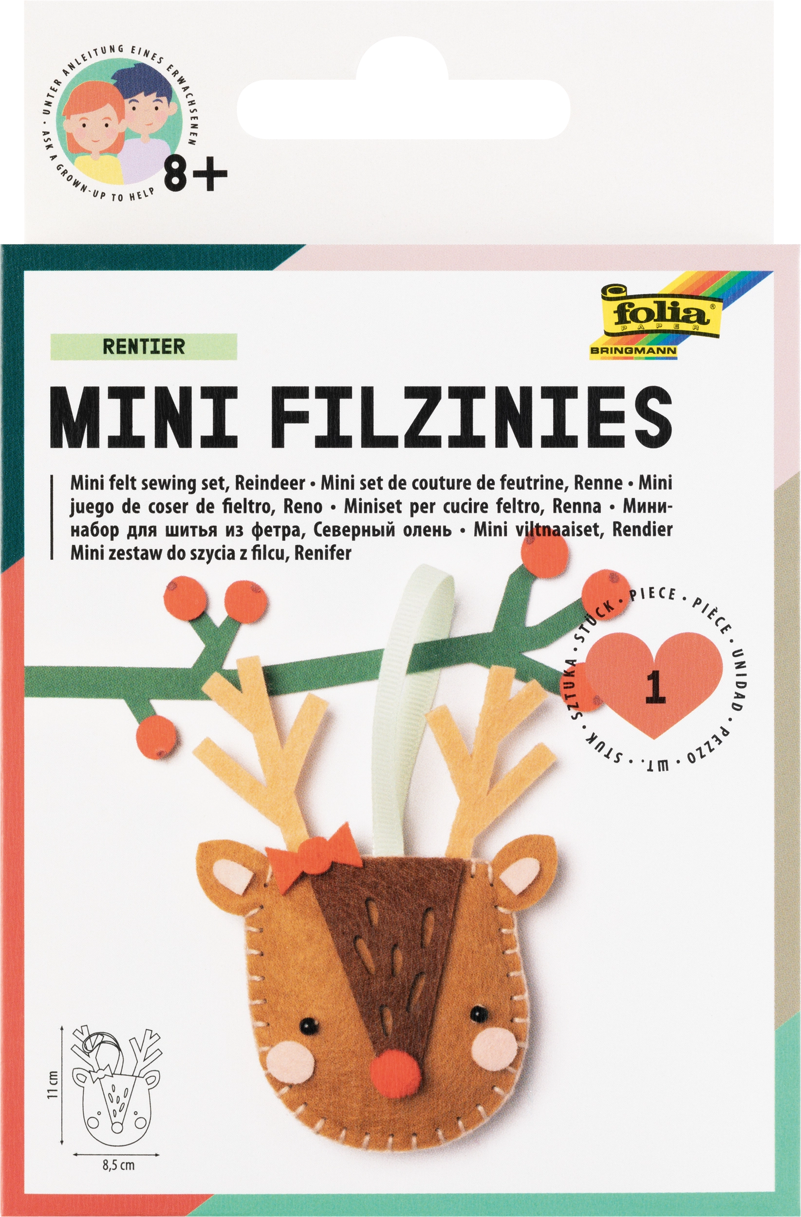 Mini Felt-Sewing-Set , Reindeer, 17 parts