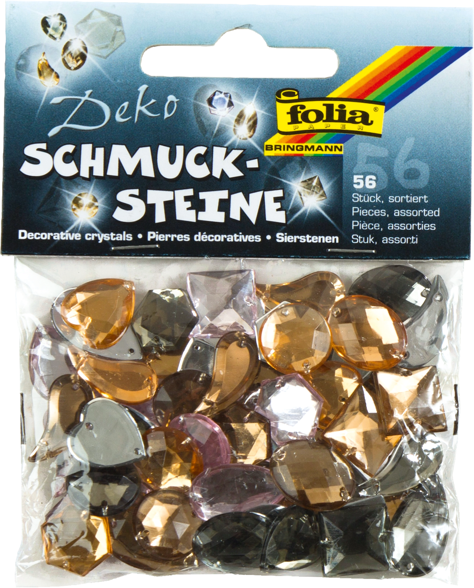 Schmucksteine zum Annähen, Midi, Smoky, 56 Stück