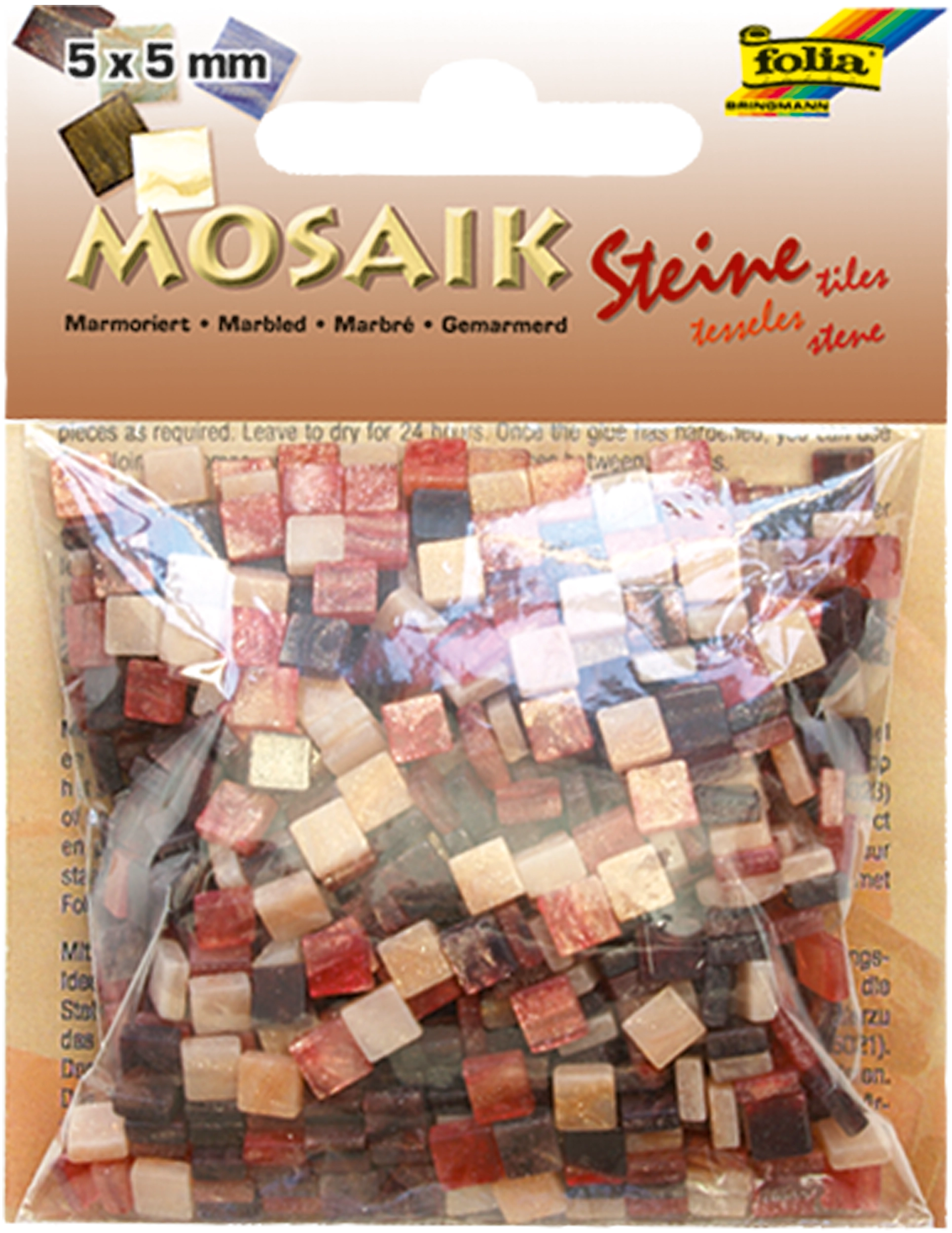 Resin-Mosaiksteine, Marmoriert, Rot, 5 x 5 mm, 700 Stück
