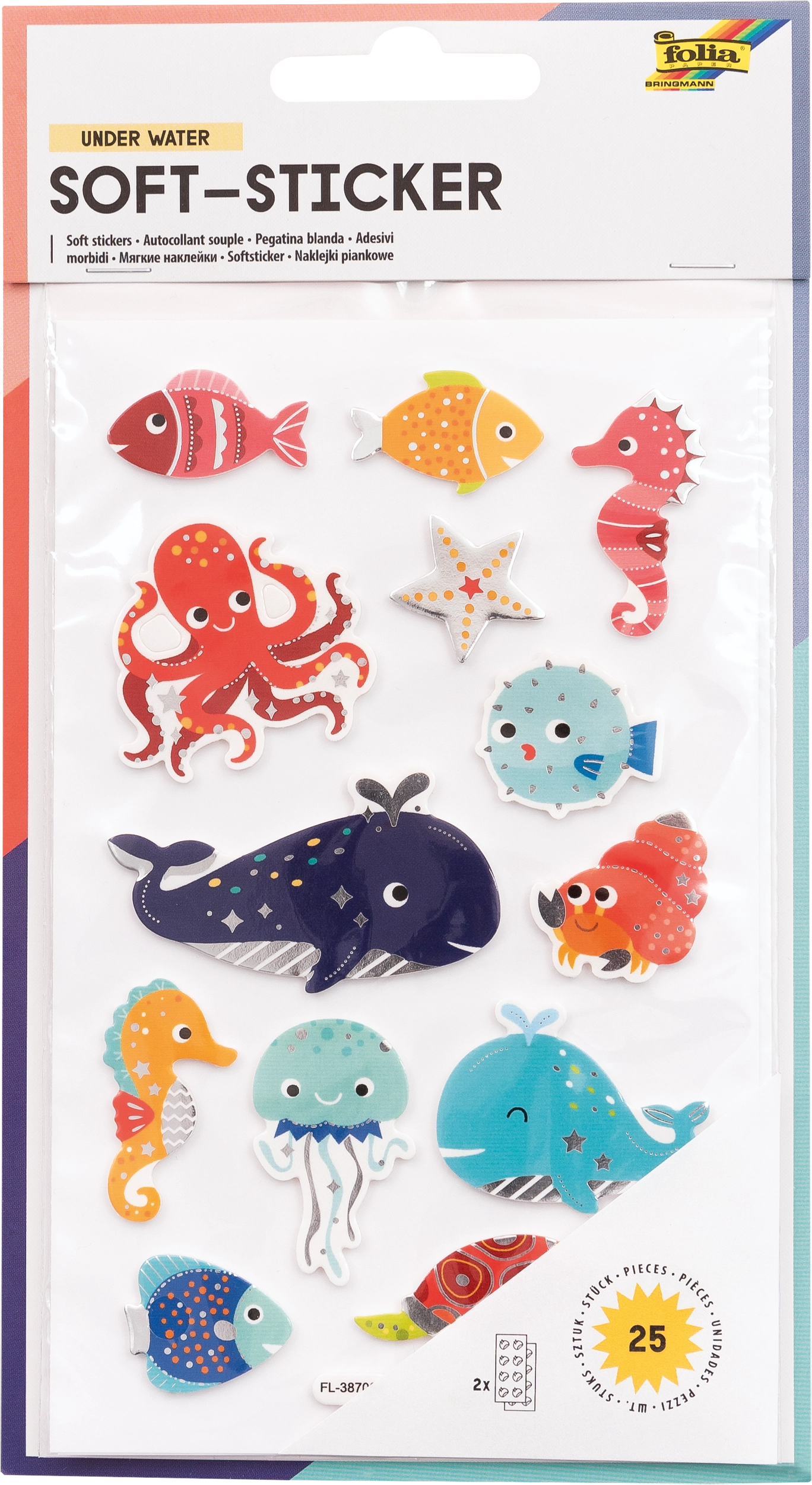Soft-Sticker, Unterwasser, 25 Sticker, 2 Blatt