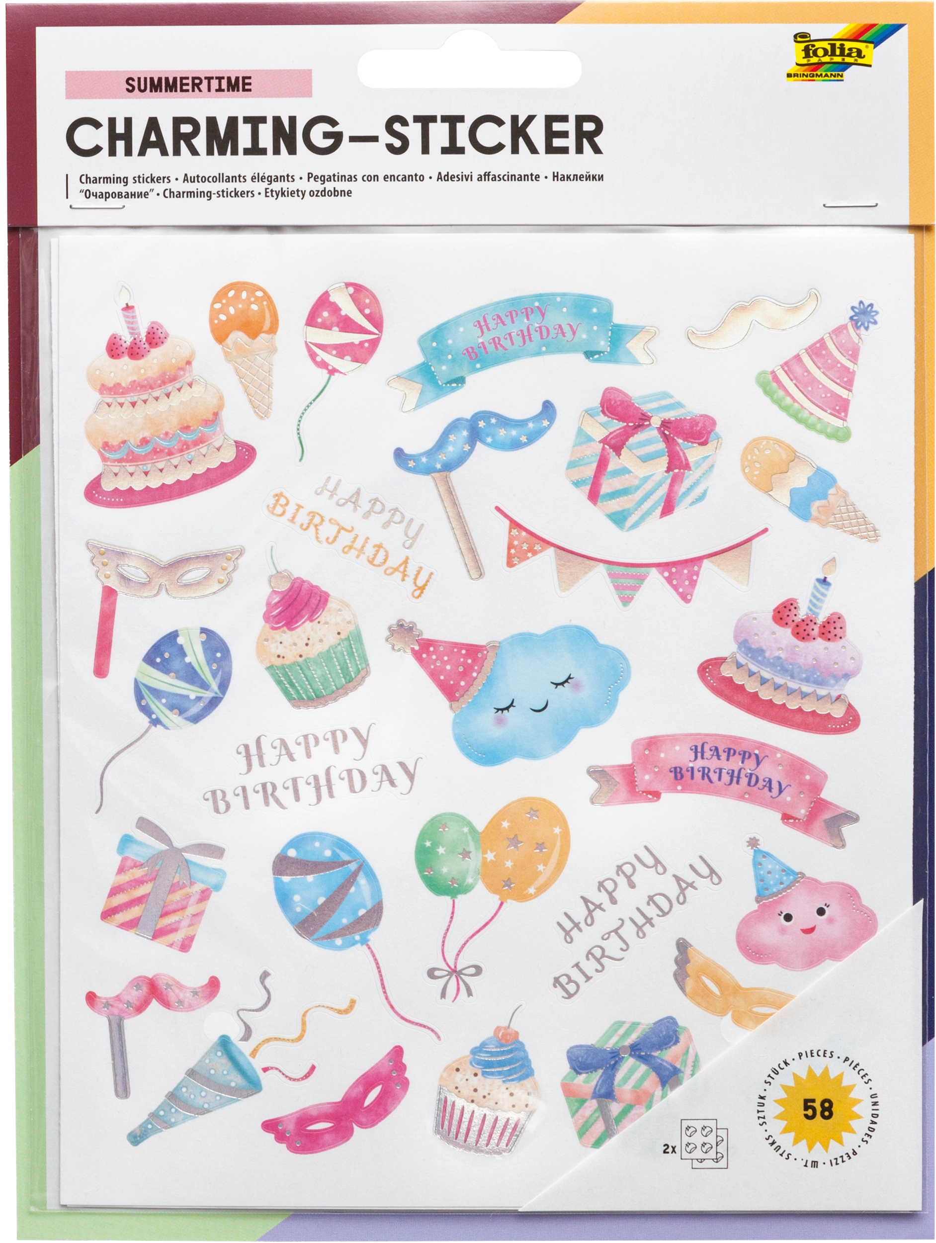 Charming-Sticker, Sommerzeit, 58 Sticker, 2 Blatt