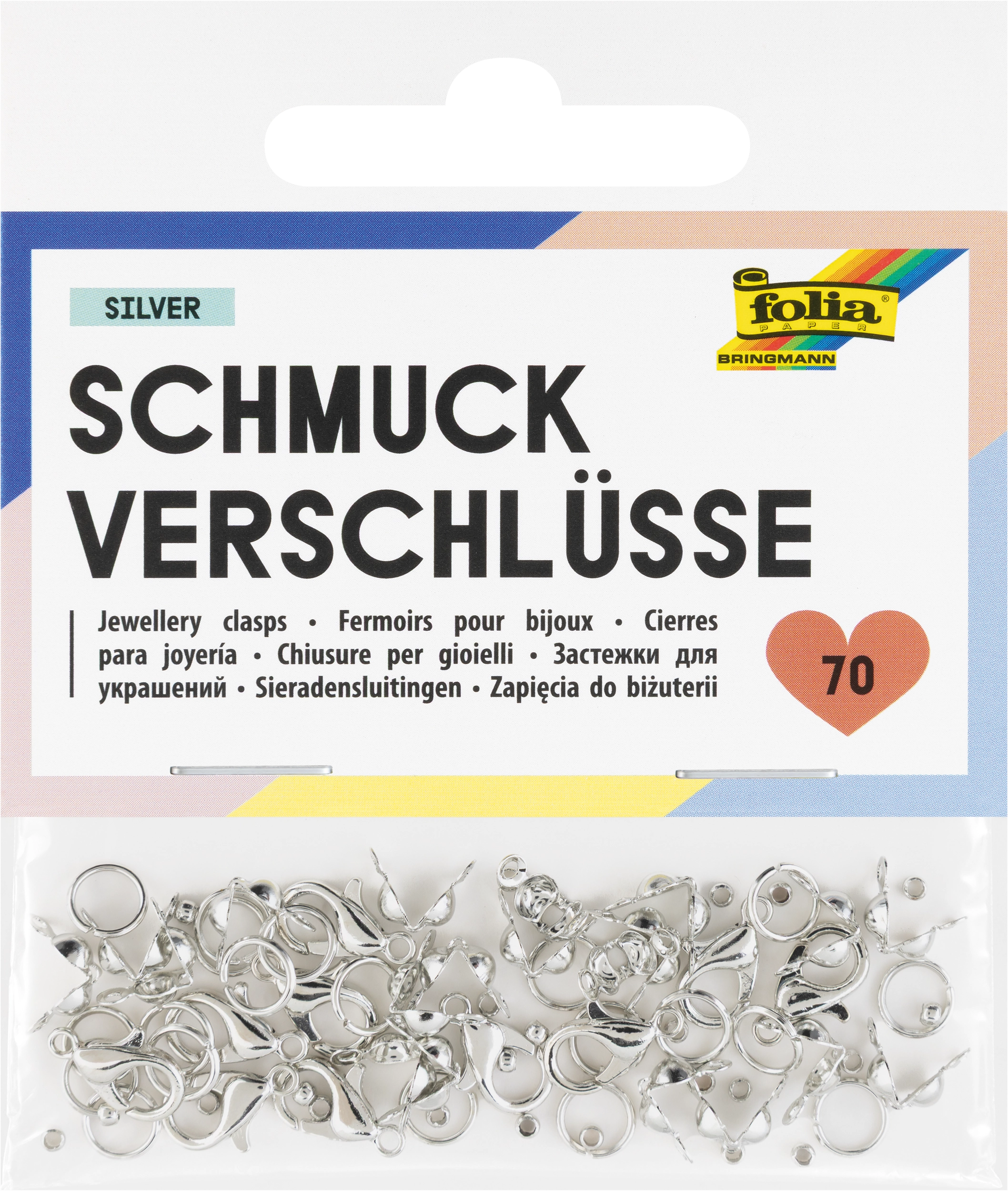 Jewellry Clasps, Silver, 70 pieces