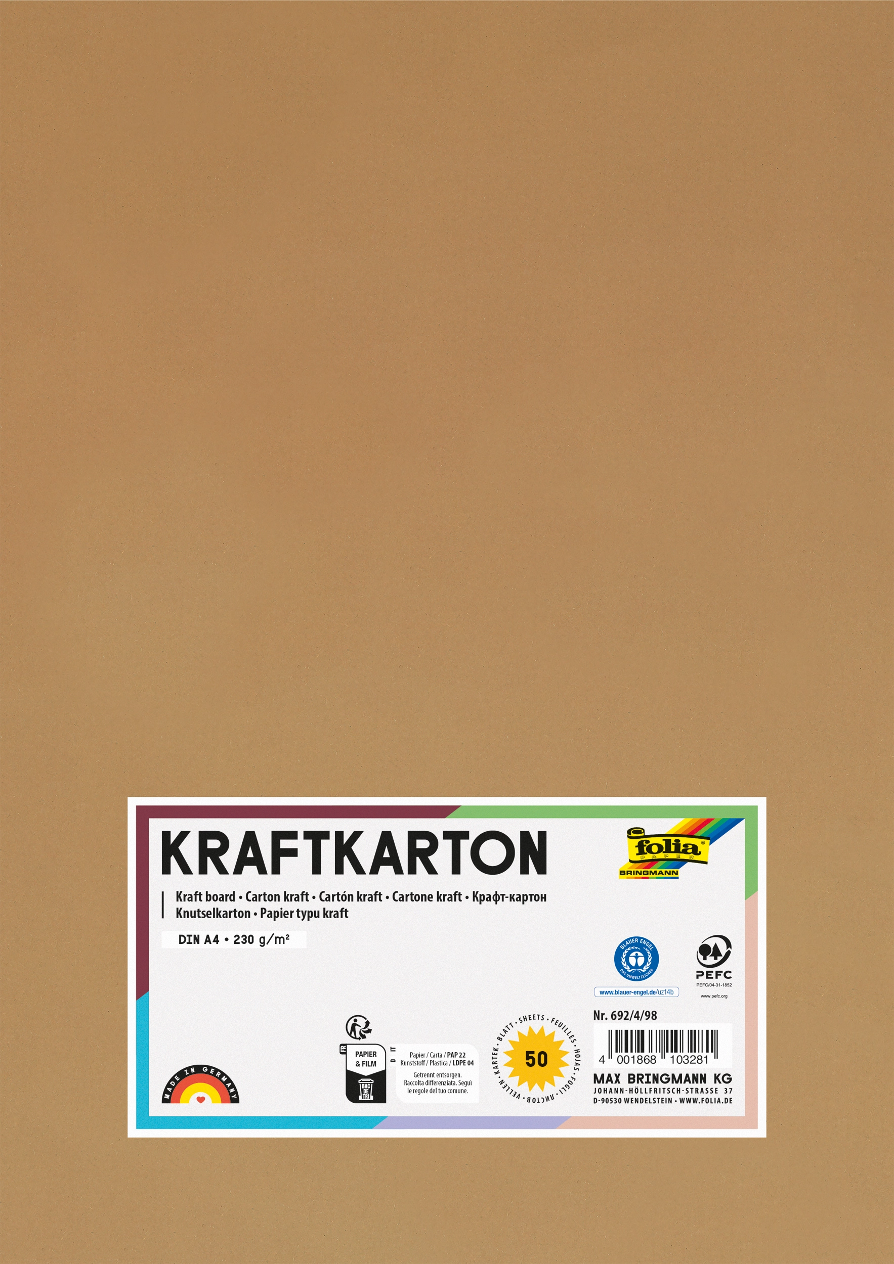 Craft Board, DIN A4, 230 g/m², 50 sheets