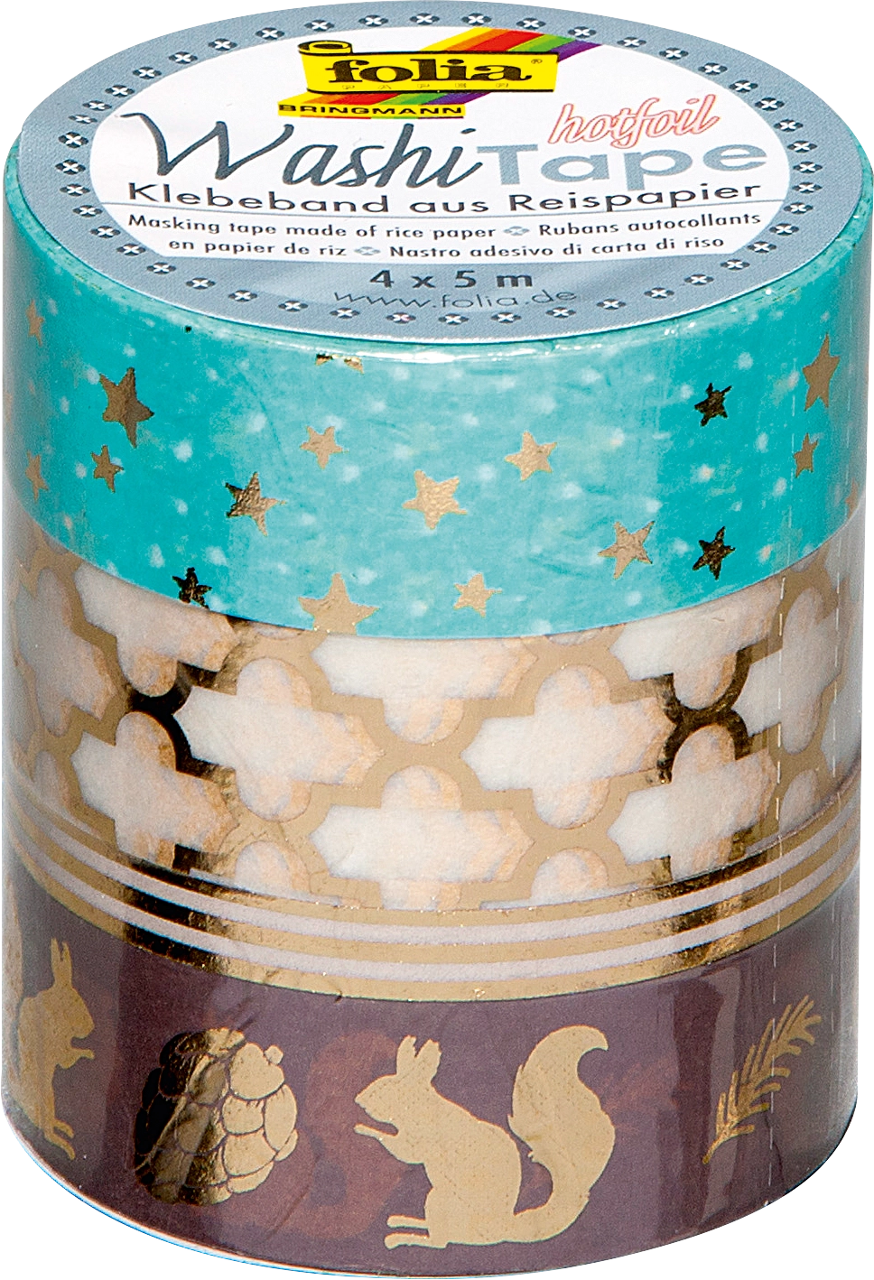 Washi Tape, Gold III, 4x 5 m, 4 Rollen