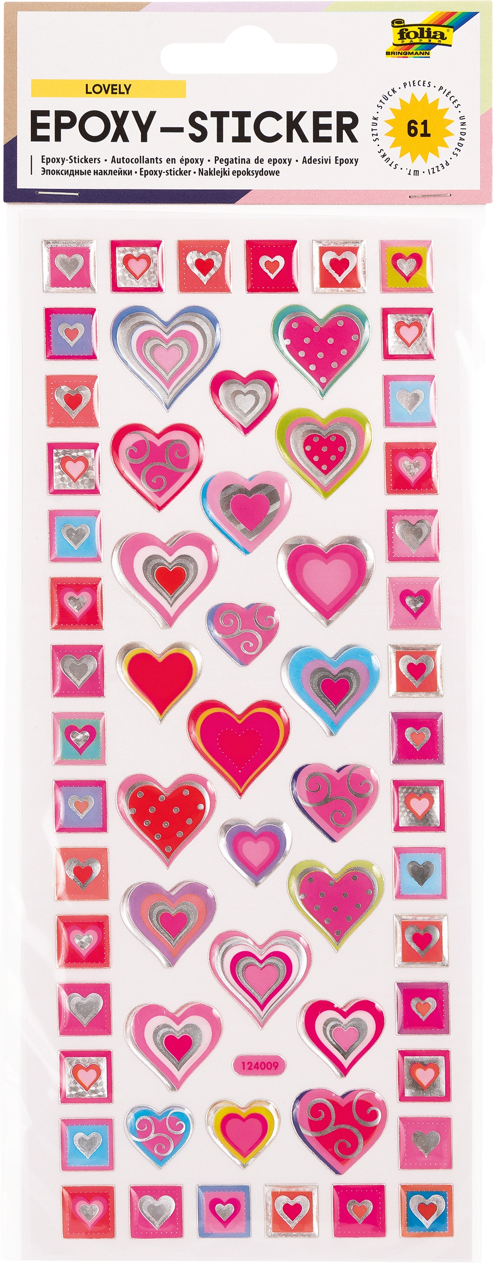 Epoxy-Sticker, Lovely, 61 Sticker, 1 Blatt