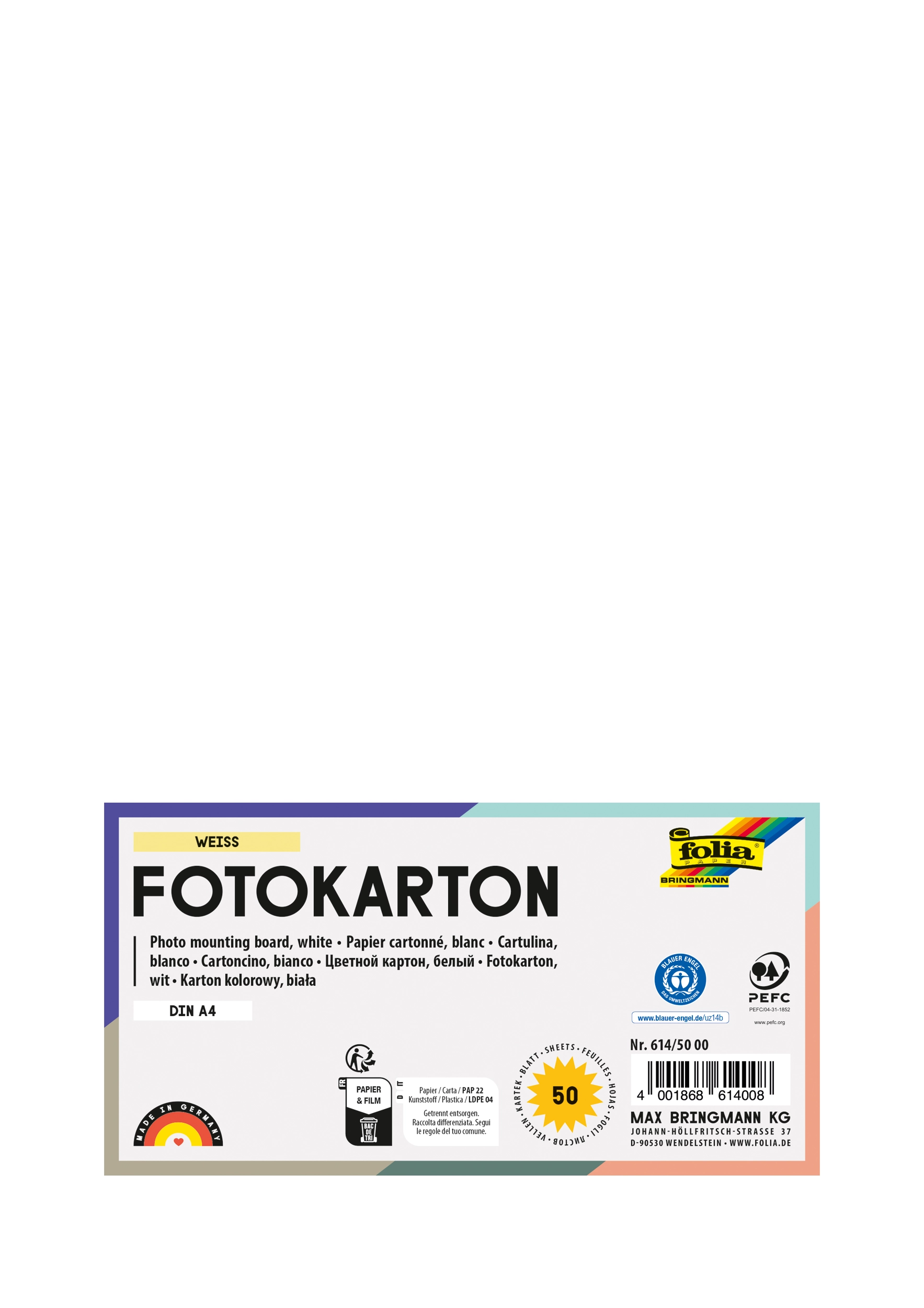 Photo Mounting Board, White, DIN A4, 300 g/m², 50 sheets