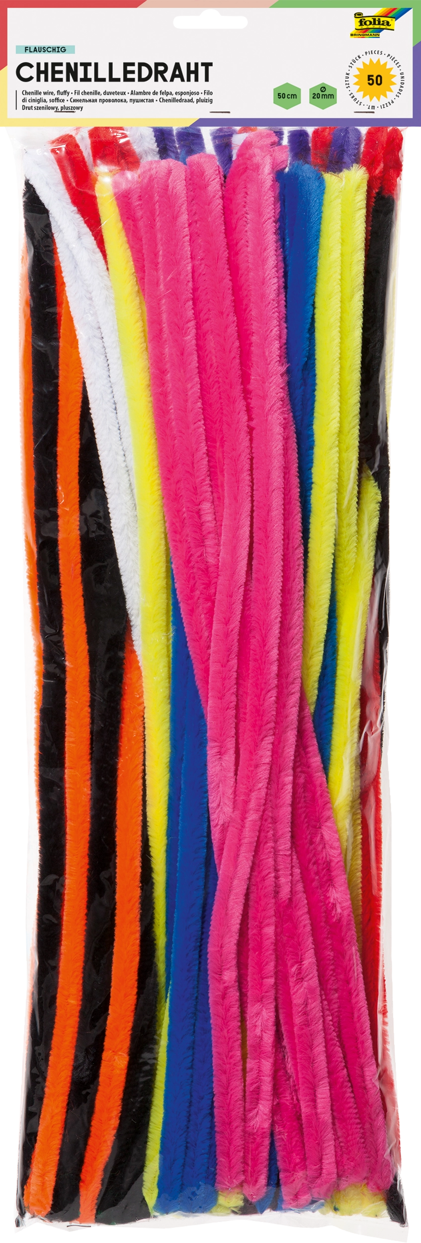 Chenilledraht, Flauschig, Ø 20 mm, 50 cm, 50 Stück