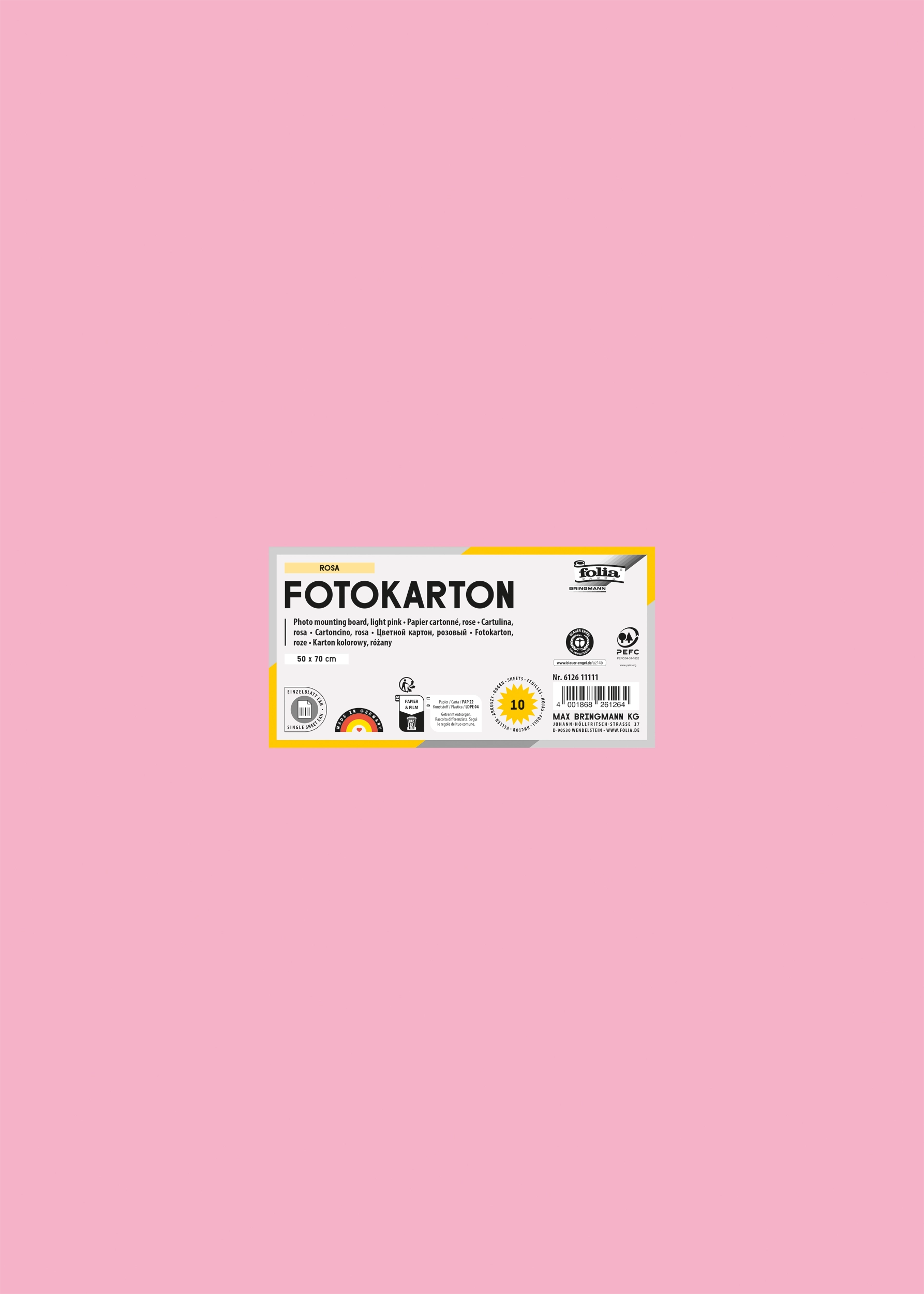 Fotokarton, Rosa, 50 x 70 cm, 300 g/m², 50 Bogen