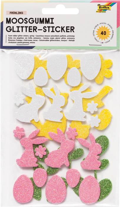 Foam Rubber Glitter Stickers, Spring, 40 stickers